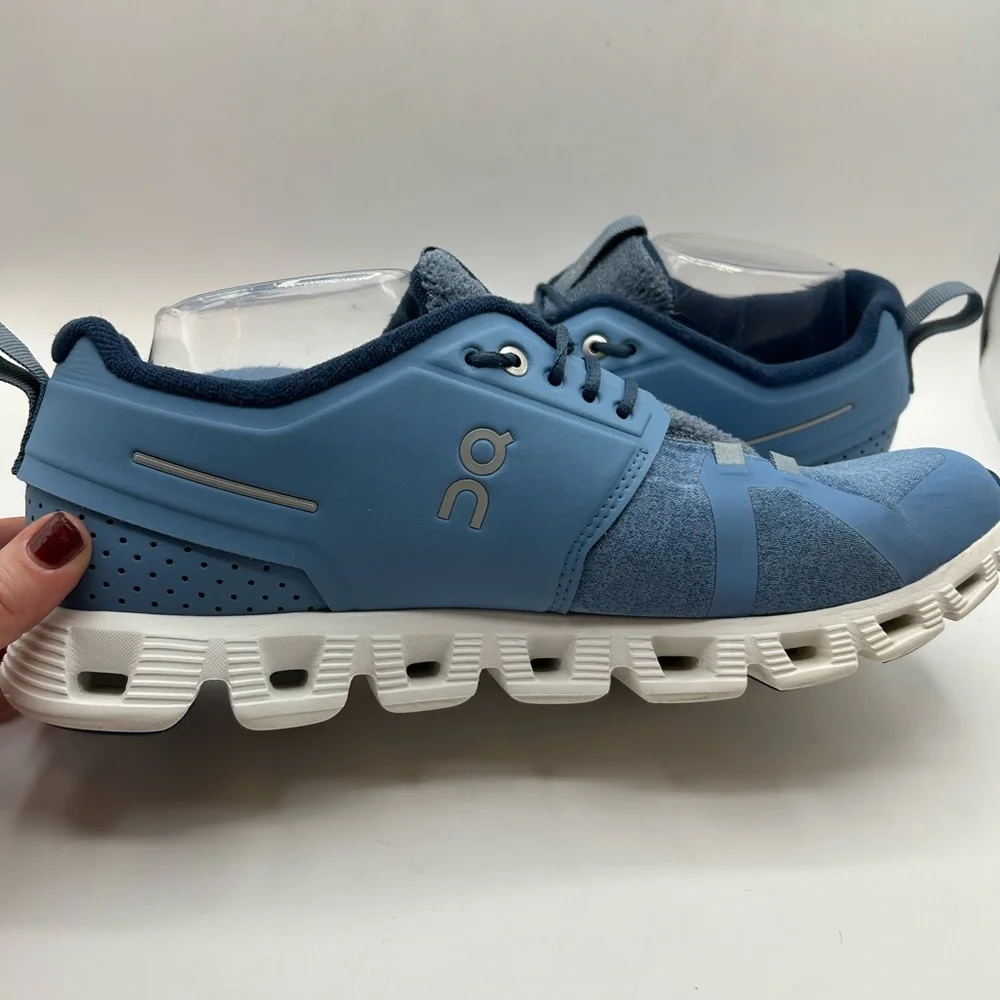 Like NEW Men's On Cloud 5 Terry Neptune White & Blue Running Shoe Sneaker SZ 9.5 - Picture 9 of 16